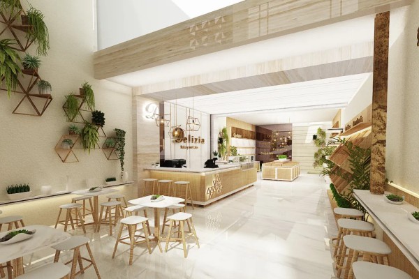 Desain Interior Kafe "Delizia" yang Hangat dan Modern